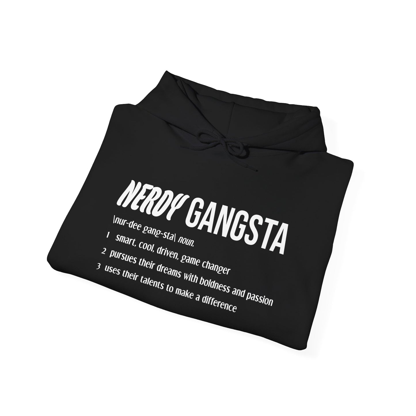 Nerdy Gangsta Definition Hoodie - Unisex Hooded Sweatshirt (Black)
