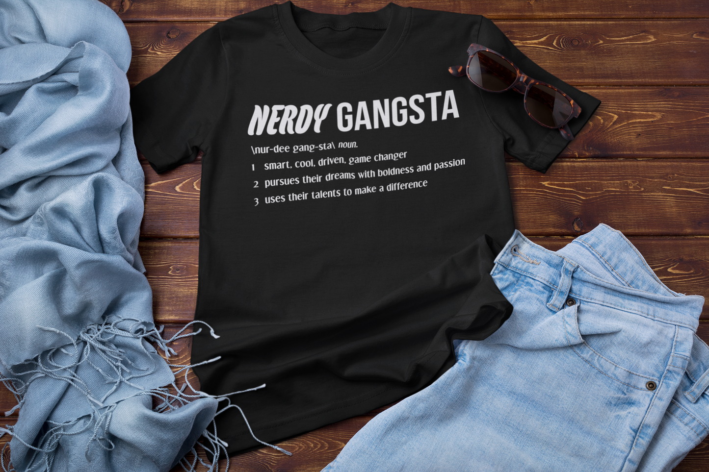 Nerdy Gangsta Definition Unisex T-Shirt (Black)