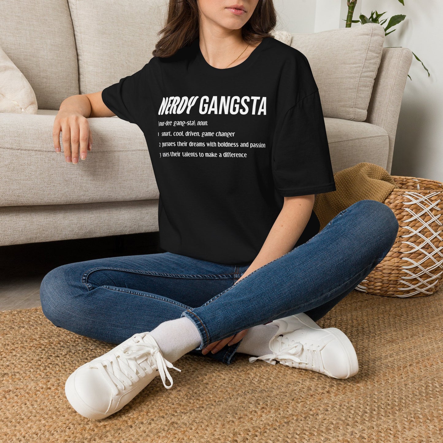Nerdy Gangsta Definition Unisex T-Shirt (Black)