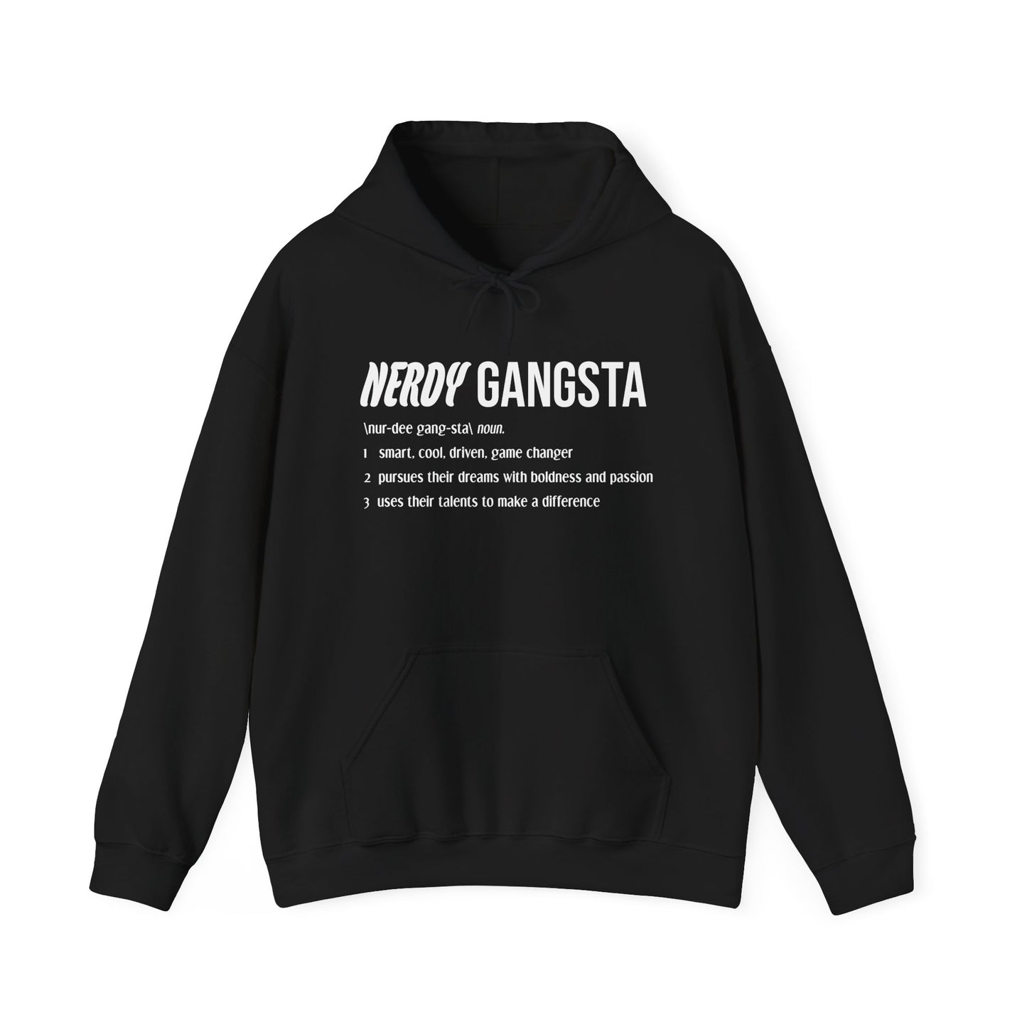 Nerdy Gangsta Definition Hoodie - Unisex Hooded Sweatshirt (Black)
