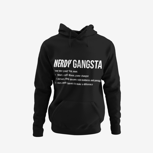 Nerdy Gangsta Definition Hoodie - Unisex Hooded Sweatshirt (Black)