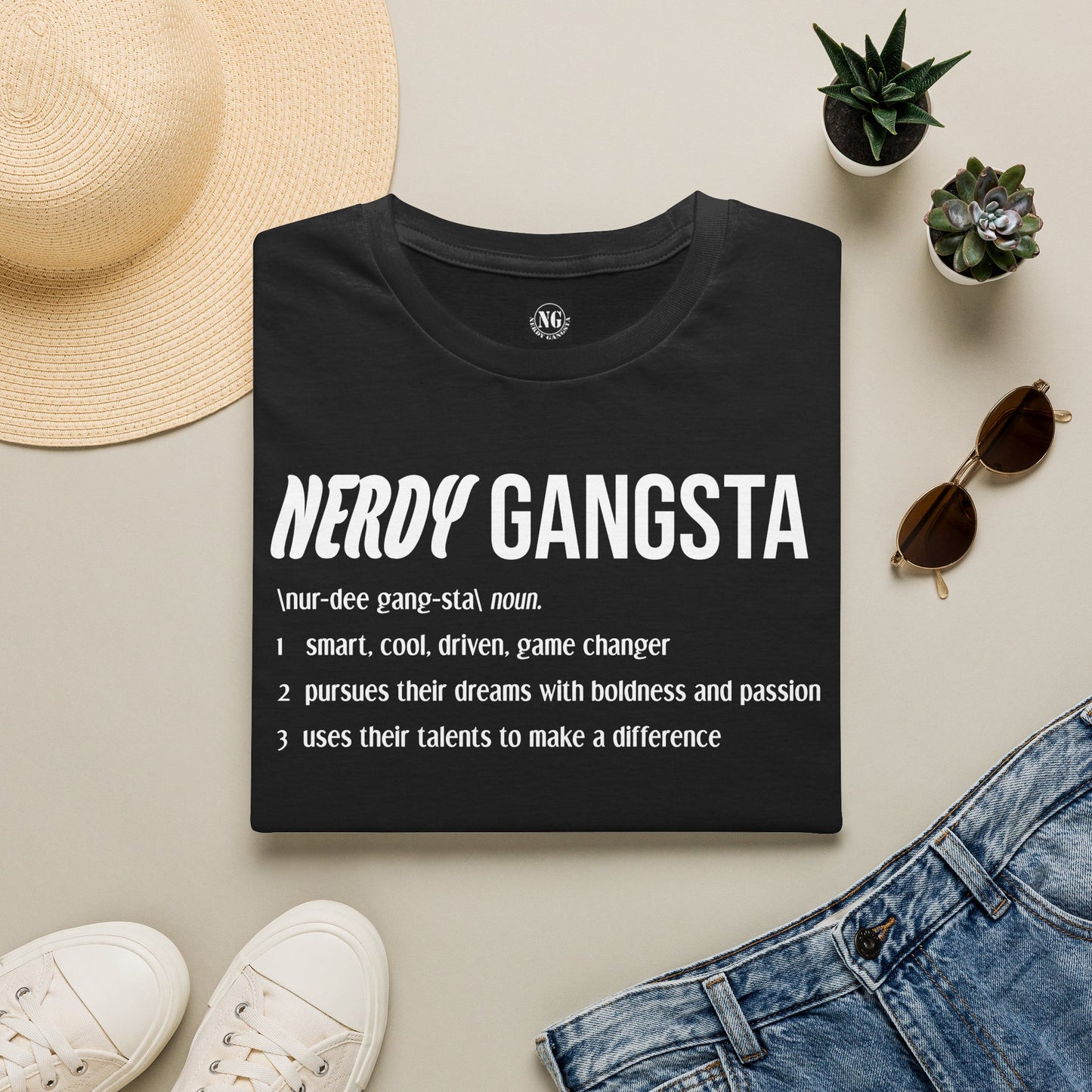 Nerdy Gangsta Definition Unisex T-Shirt (Black)